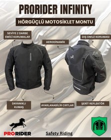 Resim PRORIDER İnfinitiy Hörgüçlü 4 Mevsim Motosiklet Montu Seviye 2 Darbe Emici Flexist Koruma 