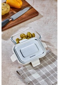Resim Cooker 370 Ml Cam Saklama Kabı - Sızdırmaz, Paslanmaz Çelik Kapaklı, Gıda Saklama 