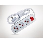 Resim Skygo 2 mt Kablolu Anahtarlı 3 lü Topraklı Grup Priz 