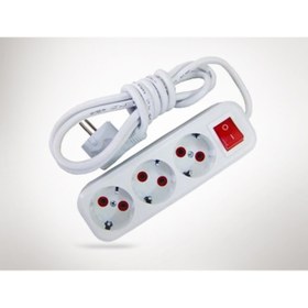 Resim Skygo 2 mt Kablolu Anahtarlı 3 lü Topraklı Grup Priz 