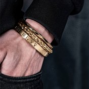 Resim 3lü Lüks Hip Hop Takı Seti, Paslanmaz Çelik, Örgülü ve Geometrik Roma Rakamları, Parti ve Balolar için Unisex Moda Aksesuarları 