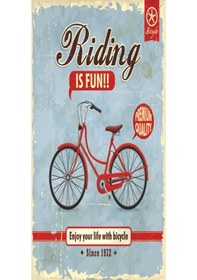 Resim riding is fun bisiklet (10 CM X 20 CM) mini retro ahşap poster 