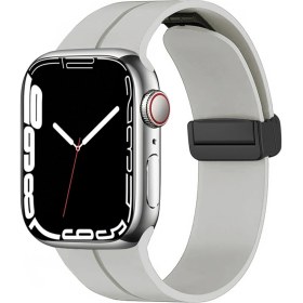 Resim Adige Apple Uyumlu Watch 11 42mm Kordon Kayış Silikon D-buckle Mıknatıslı 