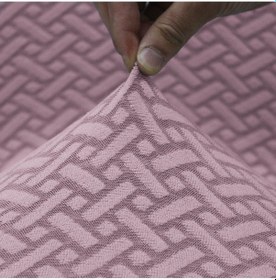 Resim Tuğla Desen Sandalye Kılıfı Yıkanabilir Likralı Esnek Lastikli Sandalye Örtü Pembe Pudra 