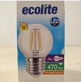 Resim 5'li Paket 4w E27 Rustik Top Ampul Ecolite Gün Işığı sarı Işık 
