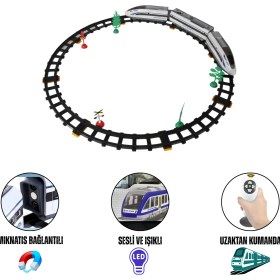 Resim Giffy Oyuncak 30 Parça Manyetik Uzaktan Kumandalı Tren Sesli Işıklı Pilli Mıknatıs Bağlantılı Istasyon Özellikli Tren Seti 30 Parça 