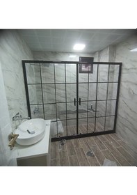 Resim Nokta Duşakabin Teknesiz Cam Duşakabin 2 Sabit 2 Sürgülü Karolaj Desenli Kd112 Şeffaf 