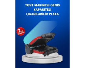Resim Çıkarılabilir Plakalı 2000W Tost Makinesi – Termostatlı, Kolay Temizlenir 