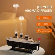 Resim Dekoratif gemi modeli denizanası aromalı difüzör uzaktan kumandalı duman halkası nemlendirici nemlendirme makinesi 