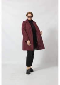 Resim 1670 Düğmeli Cep Detaylı Bondit Ceket Mürdüm Mürdüm 