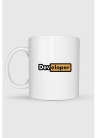 Resim Developer Yazılımcı Baskılı Kupa Bardak Beyaz 