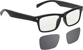 Resim Blelsa o Glasses Wirelessly BT Müzik Gözlükleri Müzik ve Eller Serbest Arama Mavi Işık Engelleme/Polarize Gözlük Camları Mikrofonlu Erkekler Kadınlar için 
