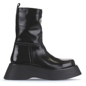 Resim Bueno Shoes Siyah Kırışık Rugan Kadın Dolgu Topuklu Bot 01wv5101 