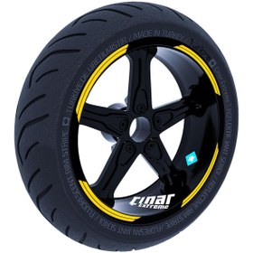 Resim Double Stripe Tasarımlı Reflektif Sarı Jant Şeridi Sticker Çınar Extreme 