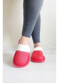 Resim İçi Kürklü Düğmeli Kışlık Ev Terliği 001 