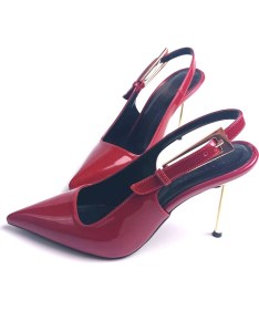 Resim Ruxene Bata Sivri Burun Rugan Topuk Dekolteli 9,5 cm Ince Topuk Stiletto Topuklu Ayakkabı 