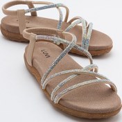 Resim Ever Bej Taşlı Kadın Sandalet Bej 