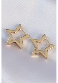 Resim Pirinç Renk Yıldız Küpe Açık Gold 