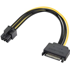 Resim aogo 6 Pin - Sata 15 Pin Sata Güç Kablosu (sata - 6 Pin Pcıe) Grafik Ekran Kartı Power Kablosu 