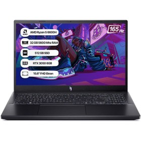 Resim ACER Nitro V15 NH.QSHEY.005-32 Ryzen5-6600H 32GB 512GB SSD RTX3050-6GB 15.6" 165Hz Freedos Notebook 