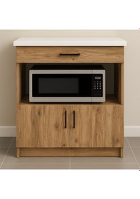 Resim Nexa Çok Amaçlı Dolap - Mikrodalga - Erzak - Mutfak - Kiler Dolabı - 80 Cm Atlantik Çam Beyaz 