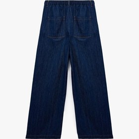 Resim Koton Pamuklu Yüksek Bel Geniş Paça Denim Pantolon - Bianca Wide Leg Jeans Koyu İndigo 6wal40108md Dark Indigo 