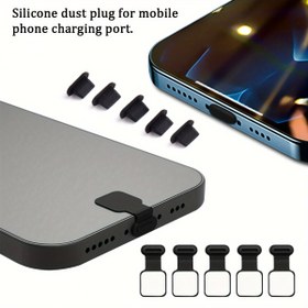 Resim 10-Lu Silicone Telefon Şarj Girişi Toz Tapaları, TYPE-C ve Apple Arayüzleri ile Uyumlu, Kayıp Önleme Tasarımı, Mobil Cihaz Koruma için 