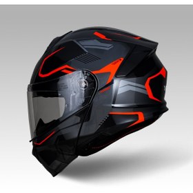 Resim Yohe 935SV Kask Çene Açılır Motosiklet Parlak Turuncu Çift Vizör UV Bluetooth Yuvalı ECE 22.06 MIPS 