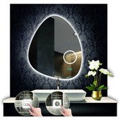 Resim GLOBAL LED MIRROR 80 Cm Çapında Buğu Çözücülü Dokunmatik Ledli Makyaj Aynalı Asimetrik Banyo Aynası Led Işıklı 