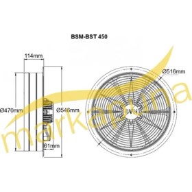 Resim Bahçıvan 45 cm çapında BSM 450 1430 D/D 220/230 volt Monofaze Sanayi Aspiratörü 