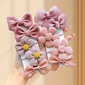 Resim 10/20 adet Bal Kız Stili Karışık Renk Dokuma Sevimli Pembe Çiçek Kurdele Başlık Kızlar için, Tüm Mevsimler 