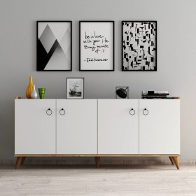 Resim Tanmob Ceviz-Beyaz Konsol – Kaliteli Sunta, Modern Tasarım ve Kolay Kurulumlu Şık Depolama Ünitesi 