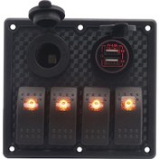 Resim Moveevo 12v/24v Metal Panel Switch Set: 4-grup Pbt Anahtar Turuncu Işık , 5v 4.8a Usb Şarj Cihazı, Tekerlek Sigara Çıktısı Ve Aksesuarlar 