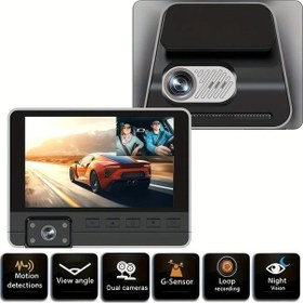 Resim Cloudstore Yüksek Çözünürlüklü Çift Lensli Araç Kamerası, Ön Arka Görüş, Park Asistanı, 170 Geniş Açı, 4 İnç Ekran, Hafızasız Siyah 