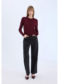 Resim Defacto Regular Fit Bisiklet Yaka Hırka E5032ax24wnbr467 Bordo 