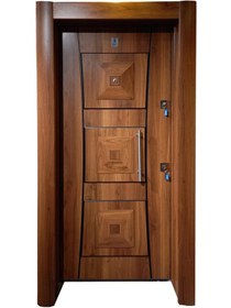 Resim Çelik Kapı Modelleri Ahşap Kaplama Kabartmalı Daire Kapısı Sol 1 