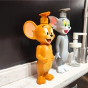 Resim 1 adet WB Tom ve Jerry Pompası Dispanseri Şişesi El Sabunu, Şampuan, Kondisyoner, Duş Jeli için - Taşınabilir Yeniden Doldurulabilir Kamp Banyo Aksesuarı, Arsensiz Plastik, Eğlenceli Tasarım, Seyahat Dostu, El Sabunu Dispanseri, Banyo Aksesuarları, Karikatür Karakter, Dayanıklı Plastik 