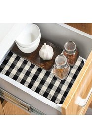 Resim Else Dekor Jüt Desenli Kaydırmaz Raf Dolap Çekmece Örtüsü Yıkanabilir Buzdolabı Içi Matı 