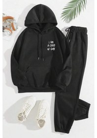 Resim Sırt Baskılı Eşofman Takımı Siyah 