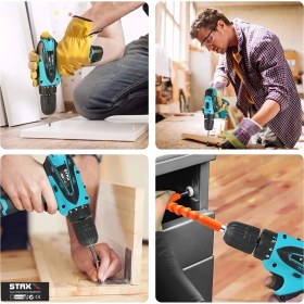 Resim Staxx Power 24 V 4 Ah Metal Dişli Şanzıman Çift Akülü Şarjlı Vidalama Matkap + 24 Parça Usta Seti Hediyeli 