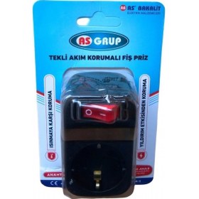 Resim As Grup Tekli Topraklı Anahtarlı Akım Korumalı Fiş Priz Siyah 