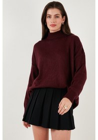 Resim Lela Oversize Fit Balıkçı Yaka Yumuşak Dokulu 2'Li Paket Triko Bayan Kazak 680Kz00469S2 Taş-Bordo 