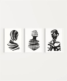 Resim Çerçevesiz Poster Soyut İnsan Silüetleri 3'lü 