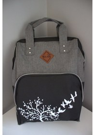 Resim Byka Lüx Fonksiyonel Anne Bebek Bakım Sırt Çantası Gri Siyah Gri - Siyah 