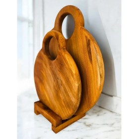 Resim Mekwood Yuvarlak Kulplu Kesme Tahtası & Sunumluk 