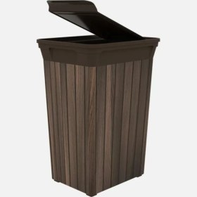 Resim Ahşap Görünümlü 40 Lt Çöp Kutusu Gri, Şık ve Fonksiyonel Ev ve Ofis Kullanımı 