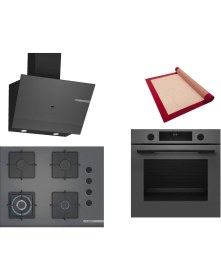 Resim Bosch Gri 3 Lü Ankastre Set 543 ( HUA717BN0T - POH7C9P31O - DWK67PJ70T ) 67CM Wok Bek Ocak - Buhar Destekli Fırın - Pişirme Matı ile 