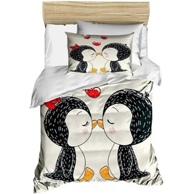 Resim Yenidoğan Kız Bebek Nevresim Takımı &amp;#37;100 Pamuklu Penguen 