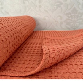 Resim Premium %100 Pamuk Çift Kişilik Yazlık Pike, Yatak Örtüsü,terletmez Kumaş Turuncu Renk 240x200cm Turuncu 
