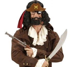 Resim Kahve Renk Şapkalı Siyah Sakallı Lu Jack Sparrow Denizci Korsan Gözlüğü 24X25 cm 